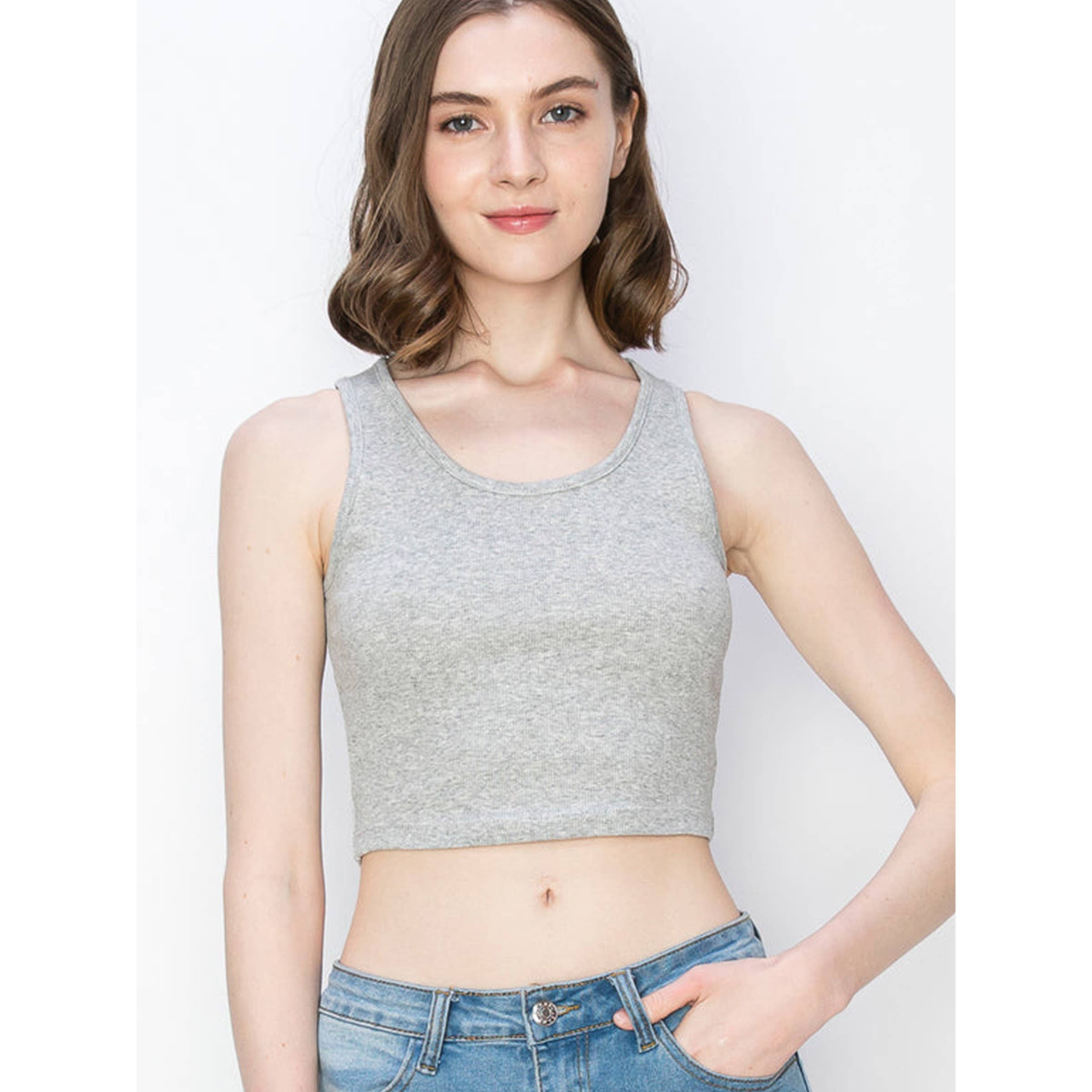 Timeless - Wholesale Tank Top - Women's - Cropped Scoop Neck Ribbed Tank Top6