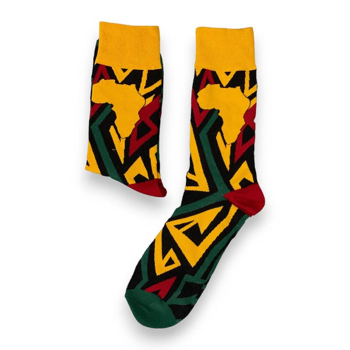 AfricanFabs - Wholesale Socks - Unisex - 5 pairs - African socks / Afro socks / African print socks - Yellow Africa
