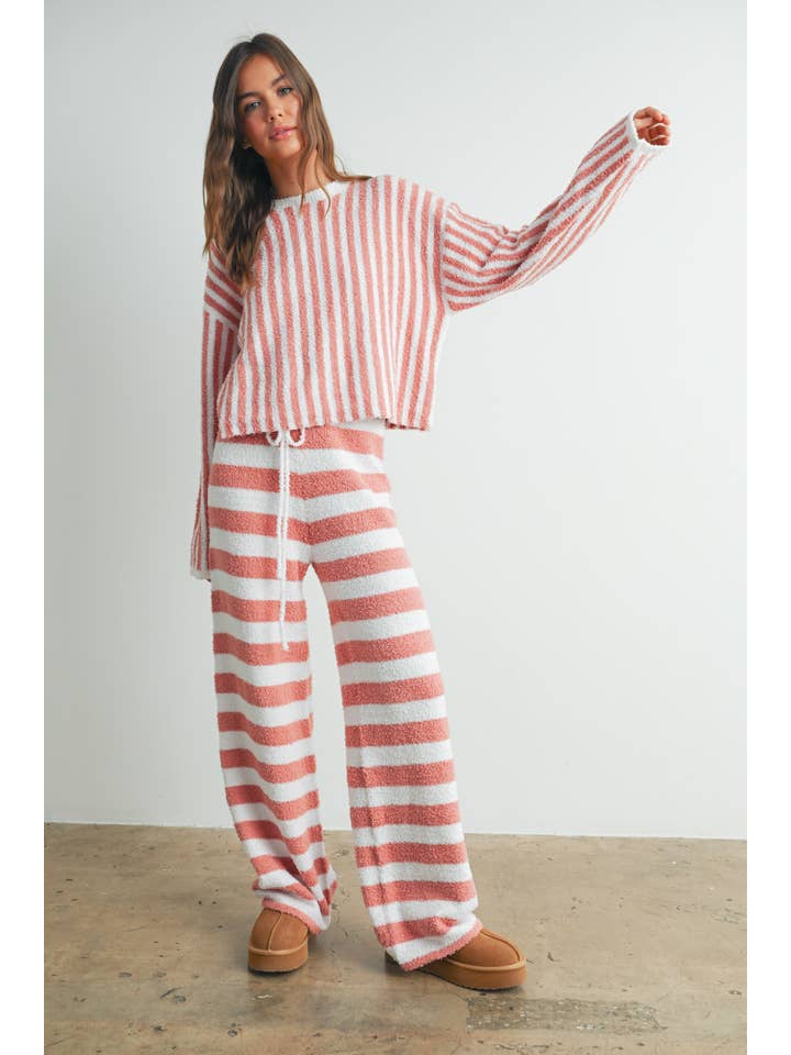 BUTTERMELON - Wholesale Pants - Women's - Striped Drawstring Pants - BMP7487