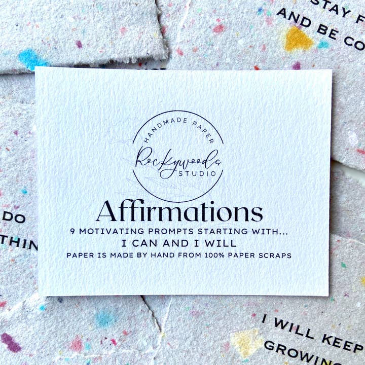 Rockywoods Studio - Wholesale Stationery/Notecard Set - I CAN AND I WILL Affirmation Cards on Handmade Paper0