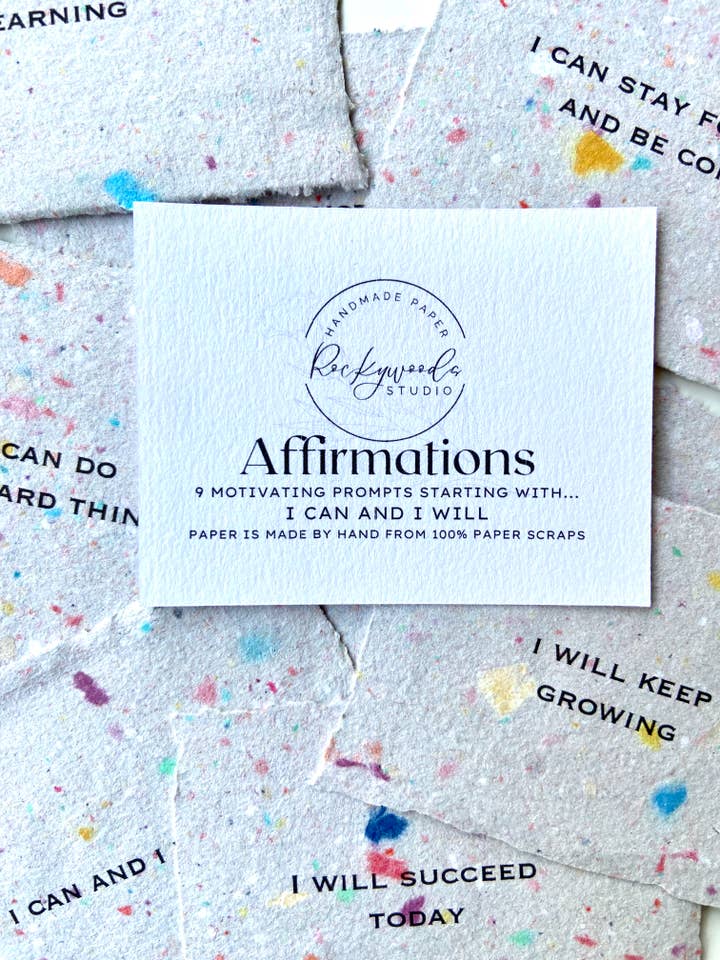 I CAN AND I WILL Affirmation Cards on Handmade Paper for wholesale by Rockywoods Studio
