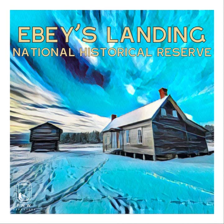 Ebey's Landing Winter Sticker for wholesale by PNW Departure