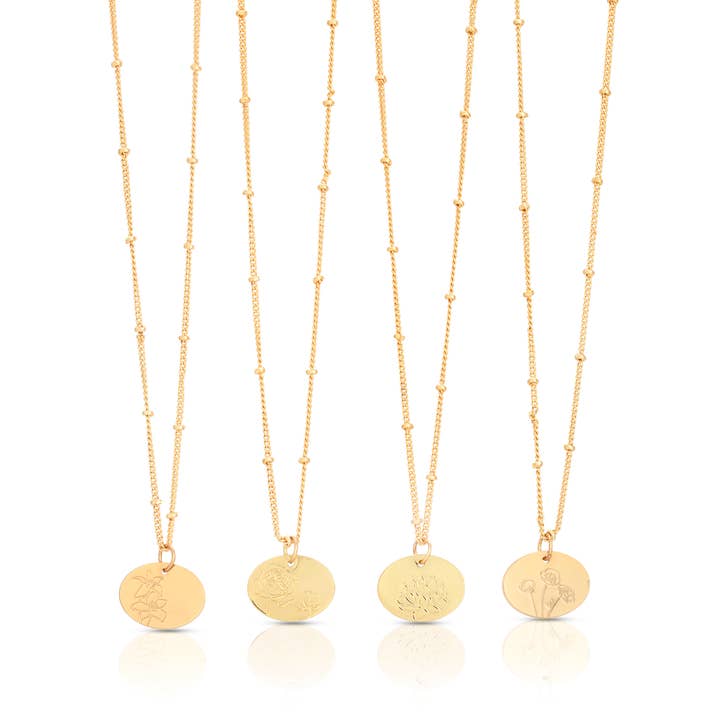 Lucky Feather - Wholesale Pendant/Charm Necklace - Birth Month Flower Necklace ASSORTMENT - 48 pc3