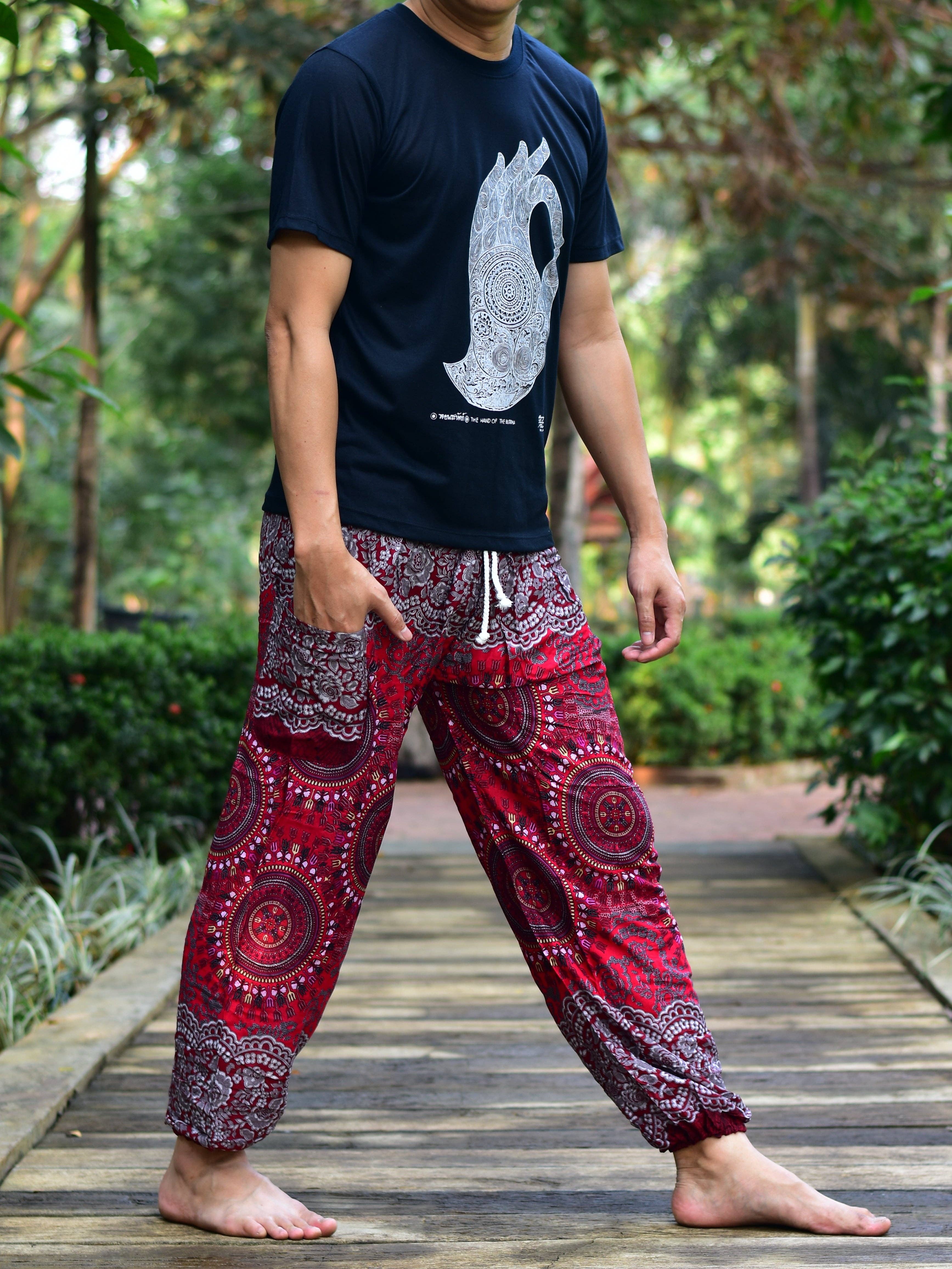 Rød Herre Rød Solstråle Haremsbukser Cord Tie Talje M/L-2XL for engroshandel på Faire4