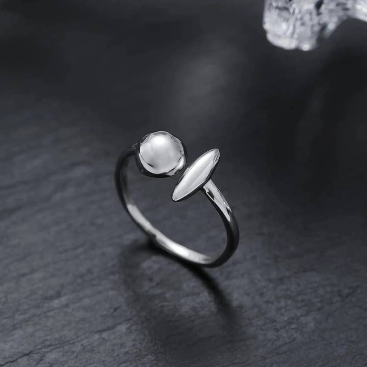 Moclein – wholesale Band/Stackad Ring – Minimalistisk abstrakt öppen ring i sterlingsilver