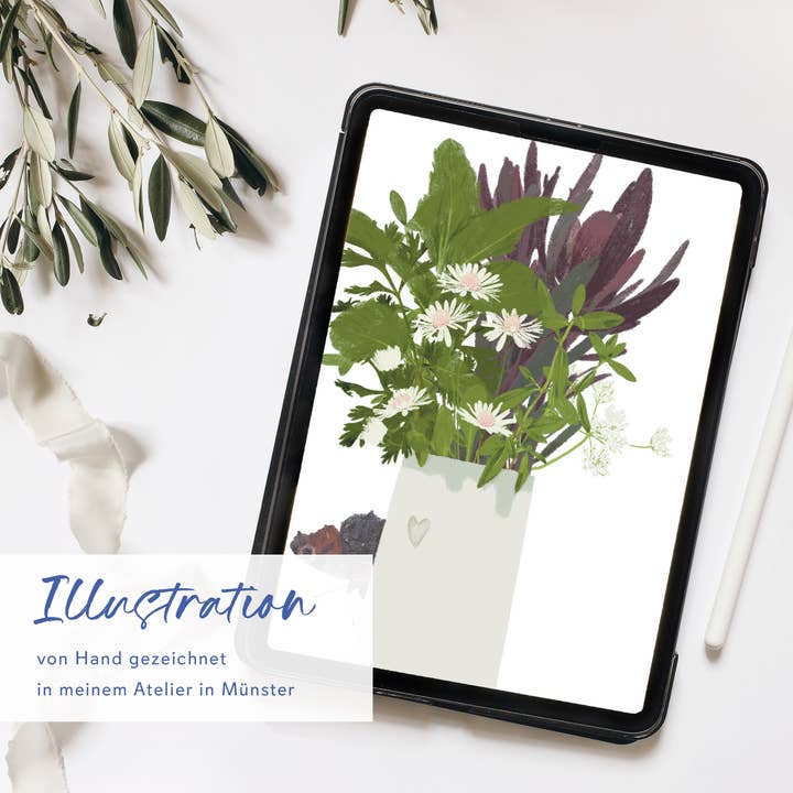 Wildblumen Atelier – wholesale Födelsedagskort – Grattiskort födelsedag med blomvas och fjäril, FSC-certifierat2