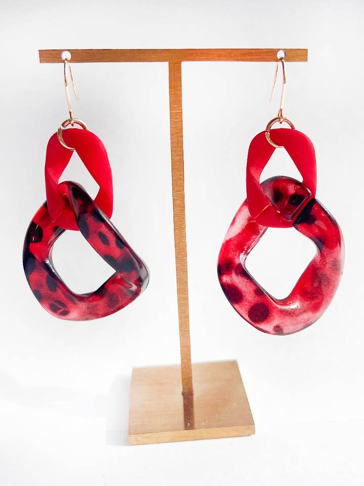 Boucles d'oreilles chaîne tortue rouge Infinite Colors pour la vente par cukimber