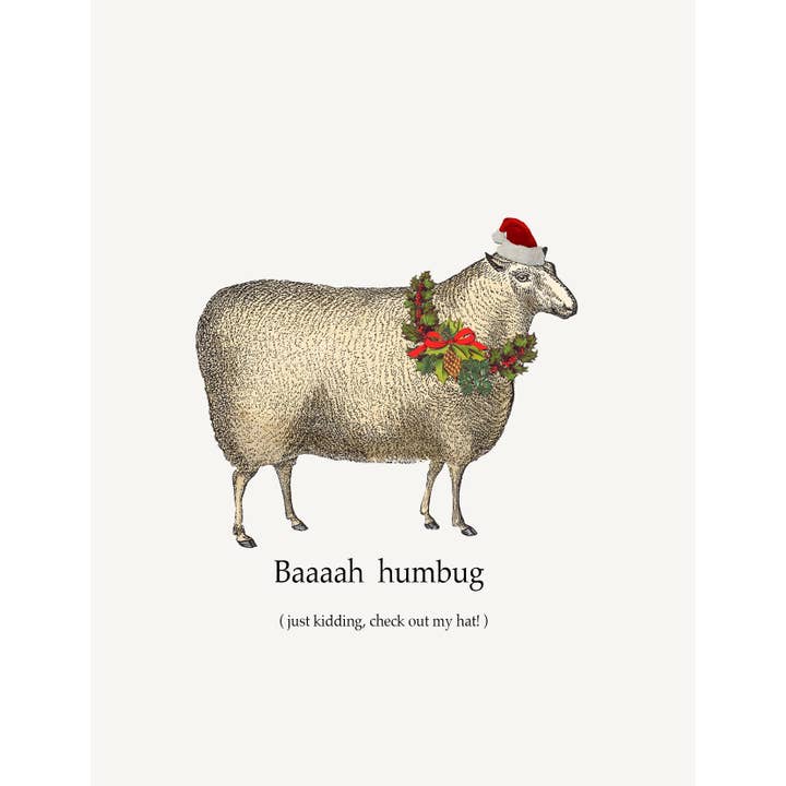 P. Flynn Design / Phun House - Wholesale Christmas Card - Baaaah Humbug • A-2 Holiday Greeting Card