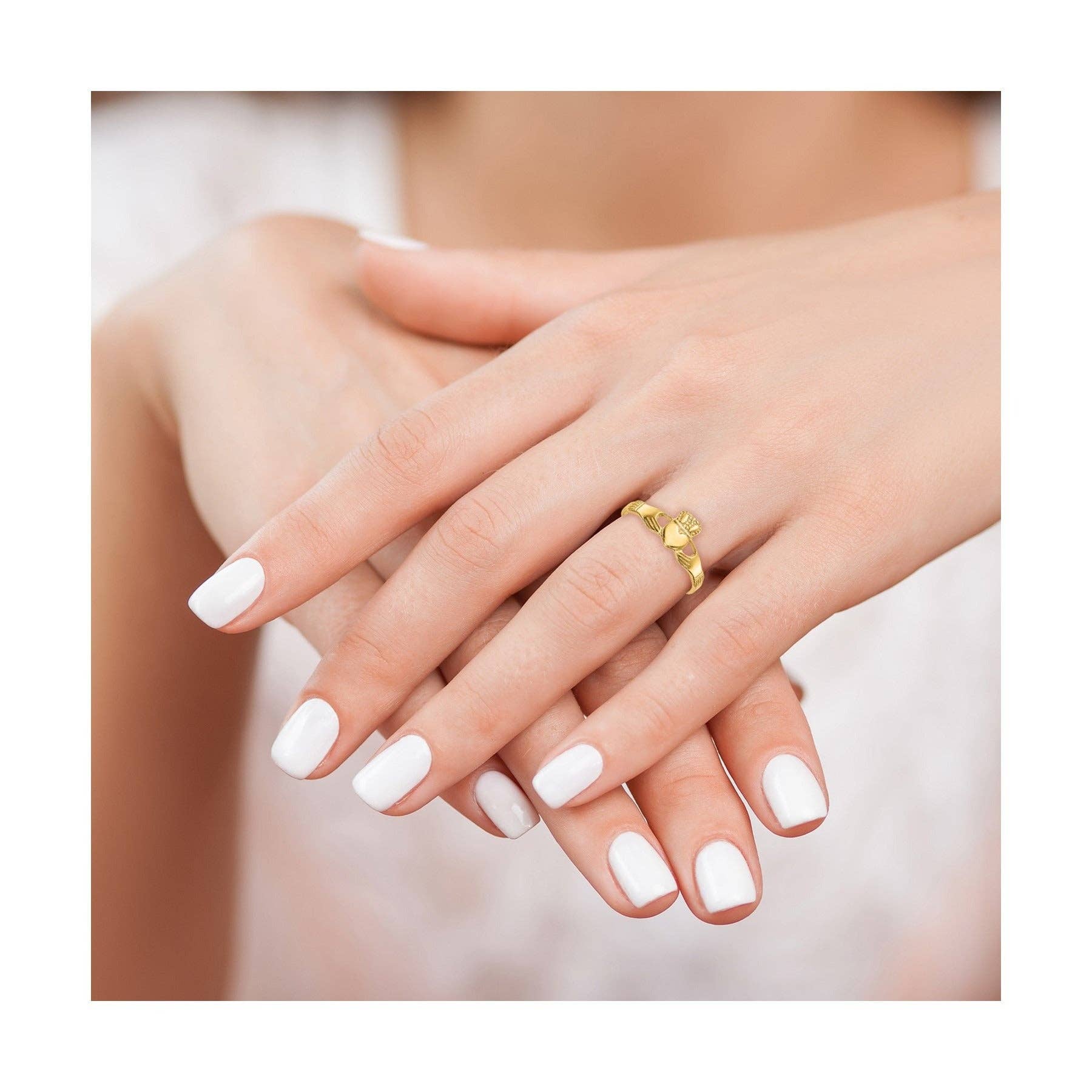 FCJ Jewelry LLC - Wholesale Band/Stacked Ring - 14k Gold Ladies Claddagh Ring1