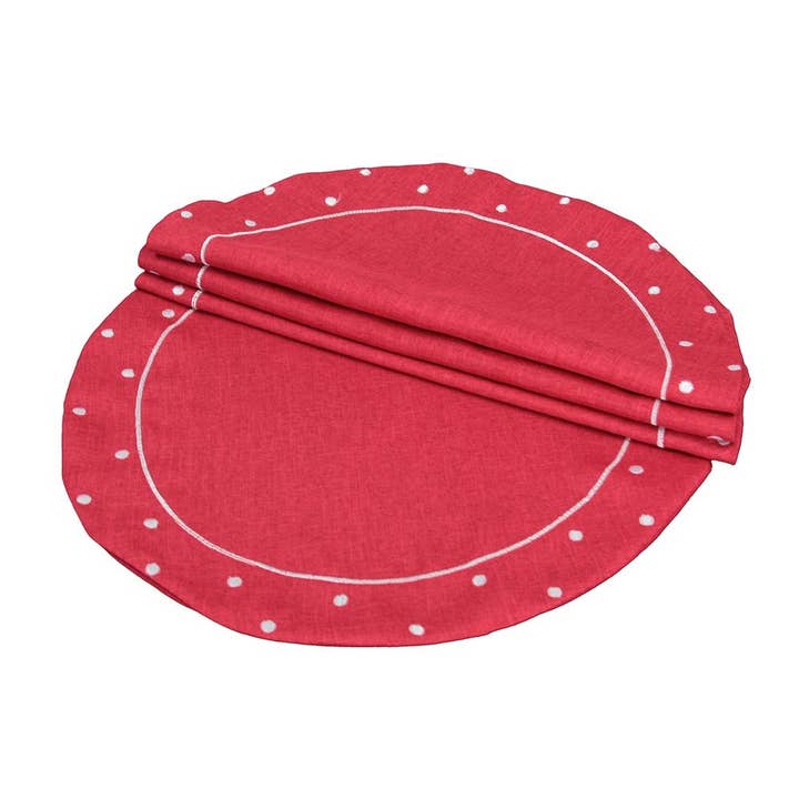 Xia Home Fashions & Manor Luxe - Vendita all'ingrosso Tovagliette - Set di 4 tovagliette rotonde a pois ricamate, 40,6 cm1