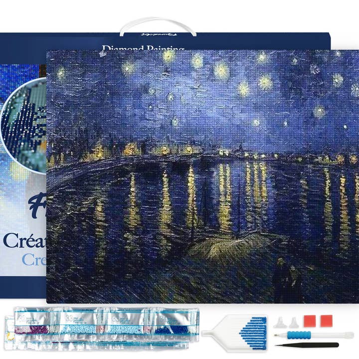 Diamond Painting Van Gogh Starry Night over the Rhone framed for wholesale by Figured'Art (UK)