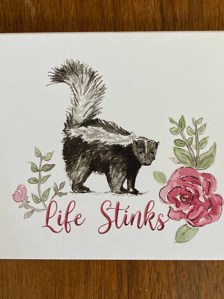 Skunk Life Stinks Blank Greeting Card for wholesale by Trendy Bullsh*t