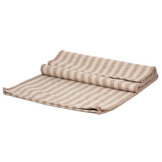 Blossom Bucket & Crossroads Home - Wholesale Table Runner - Recycled Woven Cotton Table Runner Striped - Beige