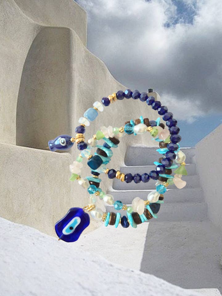 Bracelets Trio Evil Eye 3 Piece Set for wholesale by Melci Studio