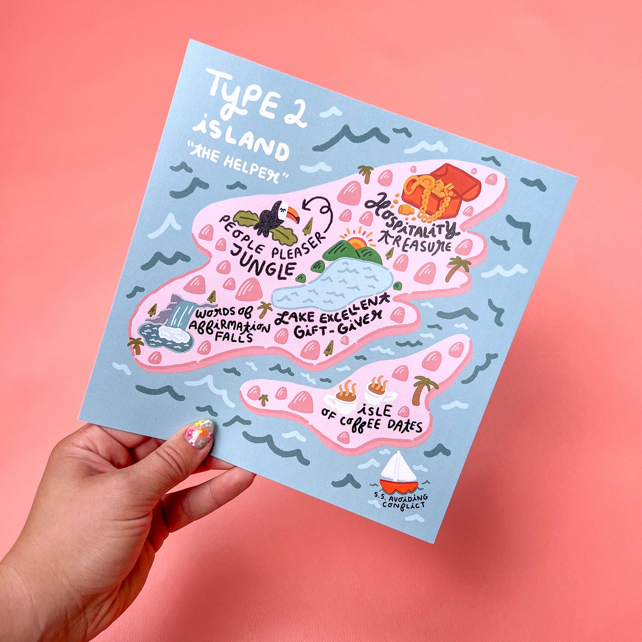 Paris Woodhull Illustrations – Großhandel Kunstdruck – Enneagramm Typ 2 - Druck - 8x8"0