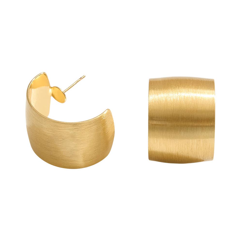 Sensibling Corp. – wholesale Hoop earrings – 14K Gold Dipped Brushed Wide Hoop Earrings2