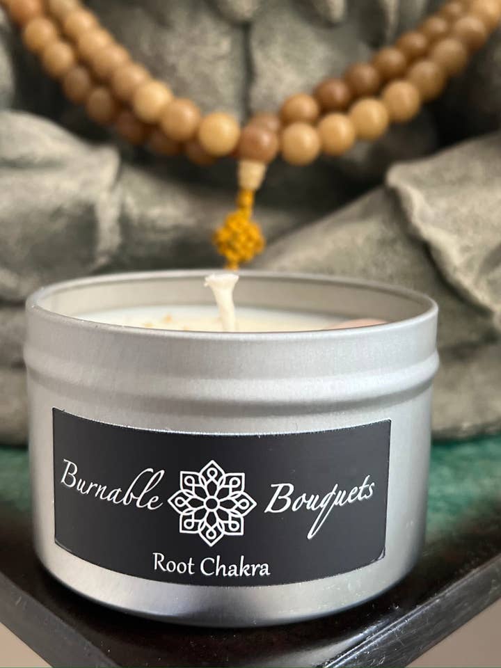 Root Chakra Intention Candle for wholesale by Burnable Bouquets