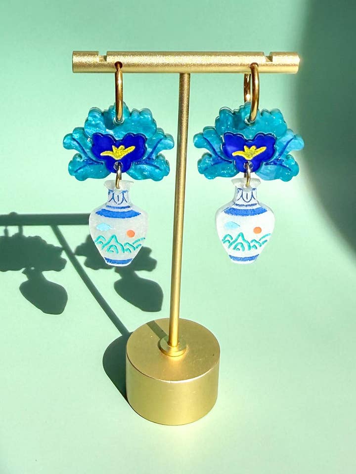 Peony Vase Earrings for wholesale by Sunnie Creative