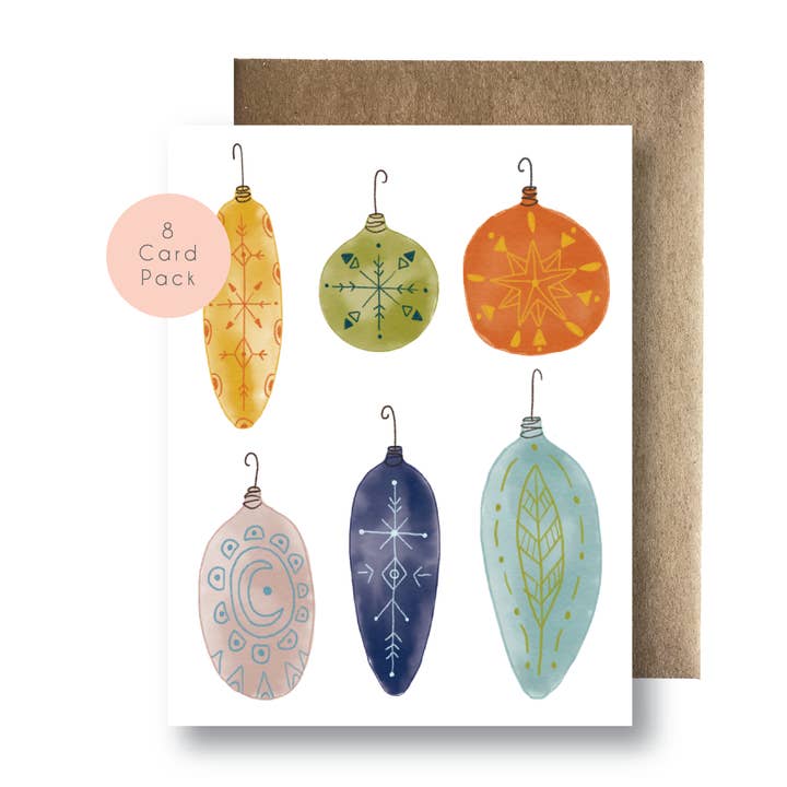 Juego de 8 tarjetas en caja, adornos navideños para venta al por mayor de Maija Rebecca Hand Drawn