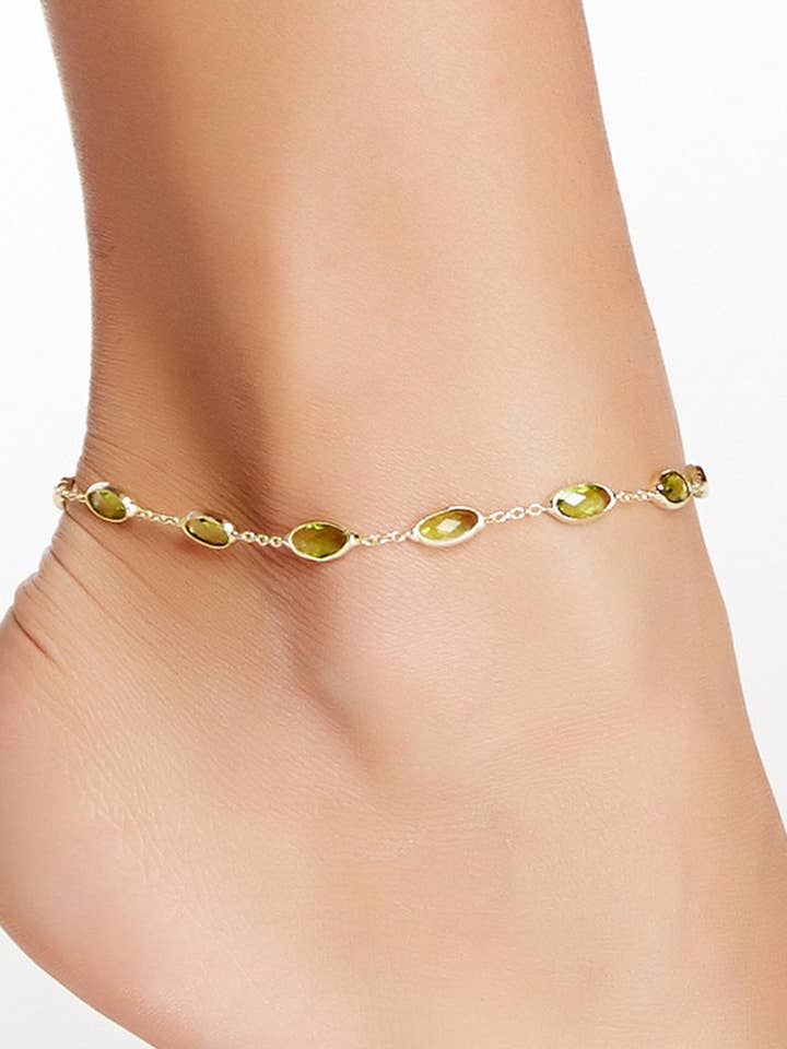 Peridot Crystal Anklet - GF for wholesale by Zoey Simmons