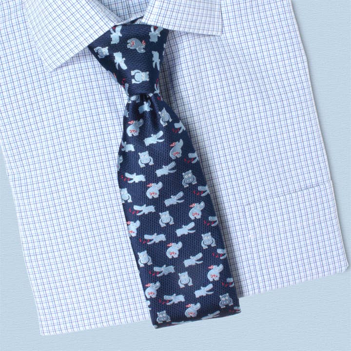 "Hippo-Campus" Silk Necktie for wholesale by Soxfords