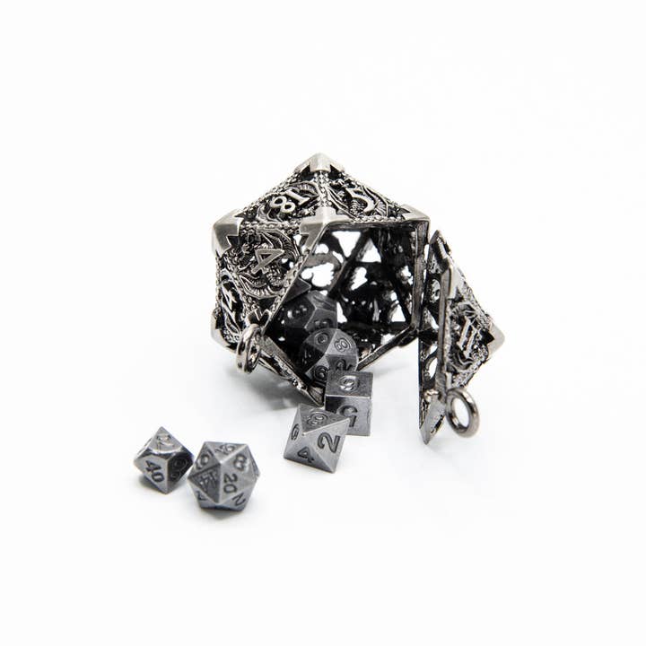 Tabletop Dominion Limited – wholesale Keychain – Unisex – Wyvern's Vault | D20 Keyring w/Mini Dice | Nickel1