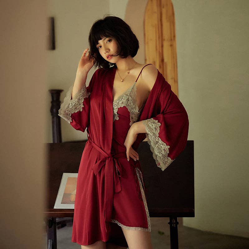 Lingerie by coco - Wholesale Lingerie Set - Women's - Madeline 3 Piece Satin & Lace Lingerie Set6