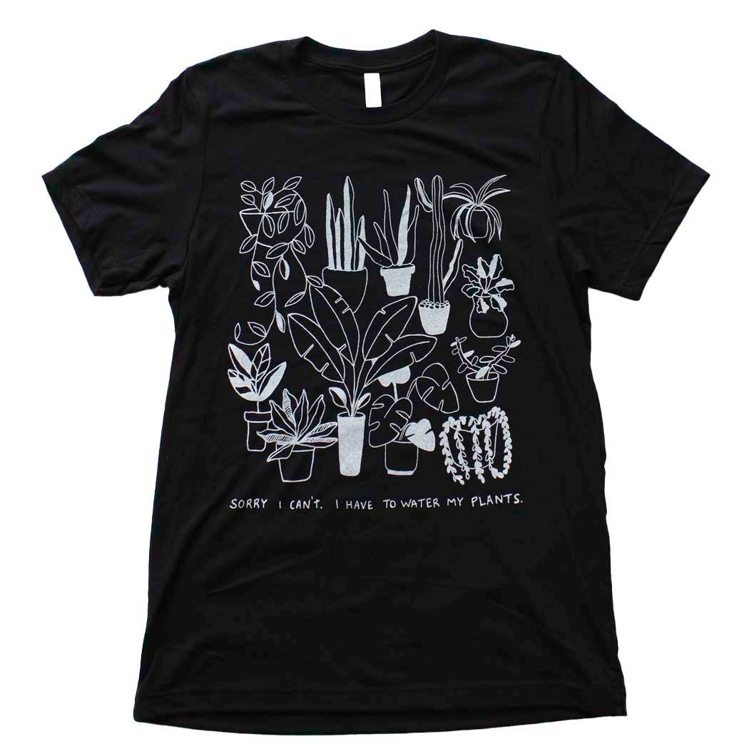 Yonder Studios - Wholesale Screen Printed T-Shirt - Unisex - Water My Plants Shirt on Black1