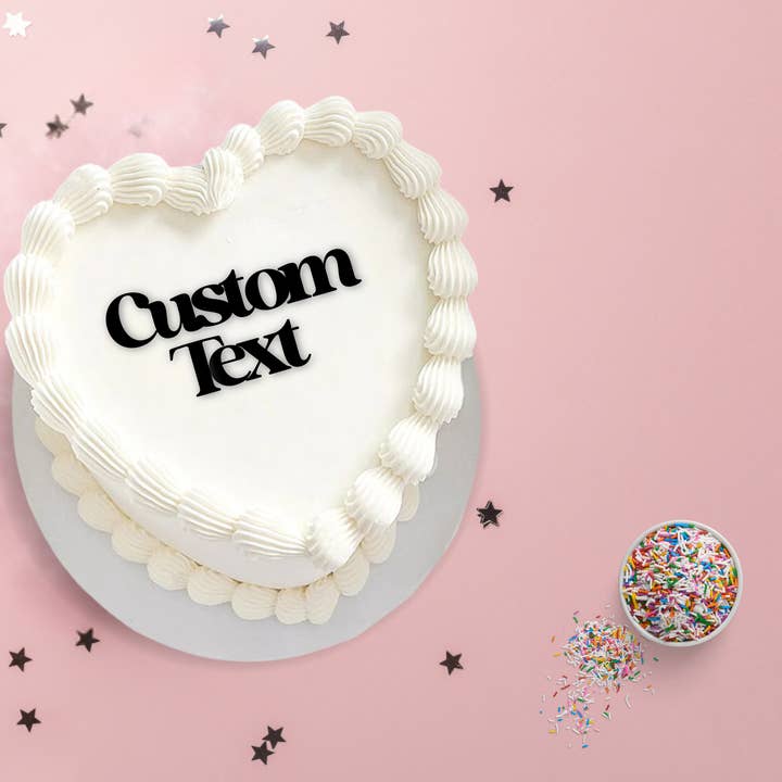 Ciondolo per torta in acrilico con testo personalizzato per la vendita all'ingrosso da parte di Harwill and Fox