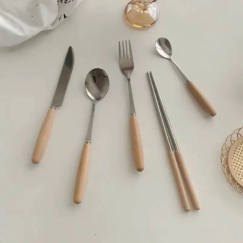 Otterware - Wholesale Cutlery set - Natural Wood Handle Stainless Steel Flatware Set11