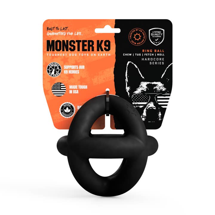 Black Ring Ball - TOP SELLER for wholesale by Monster K9 Dog Toys
