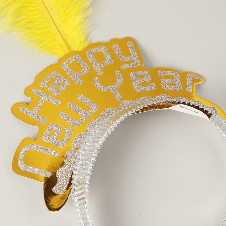 ASSORTED COLORS Happy New Year Feather Party Headband for wholesale on Faire18