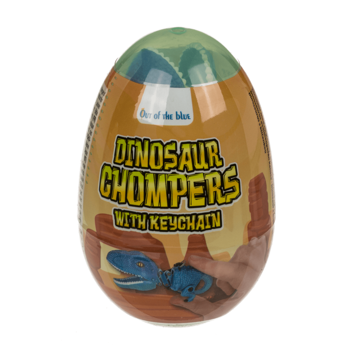 Out of the blue KG - Vente Porte-clés – enfant - Chompers dinosaure avec porte-clés, 4 couleurs assorties, œuf en plastique3
