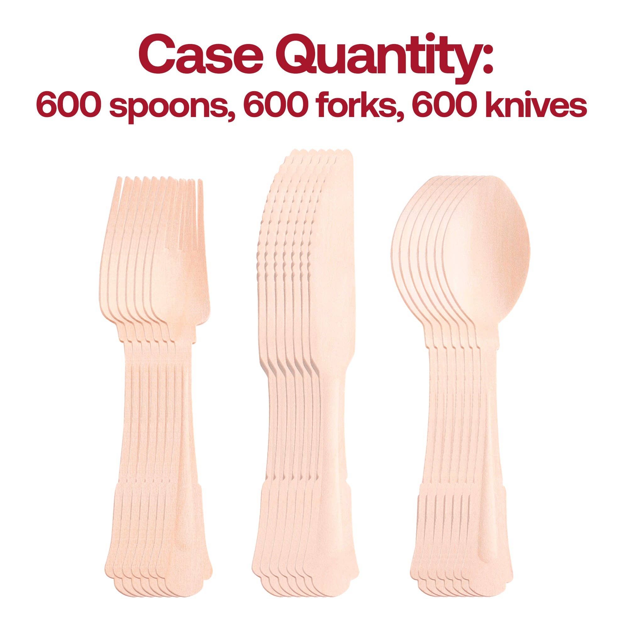 Smarty had a Party - Wholesale Assorted Cutlery Set - Silhouette Birch Wood Eco Friendly Cutlery Set - 600 Guests2