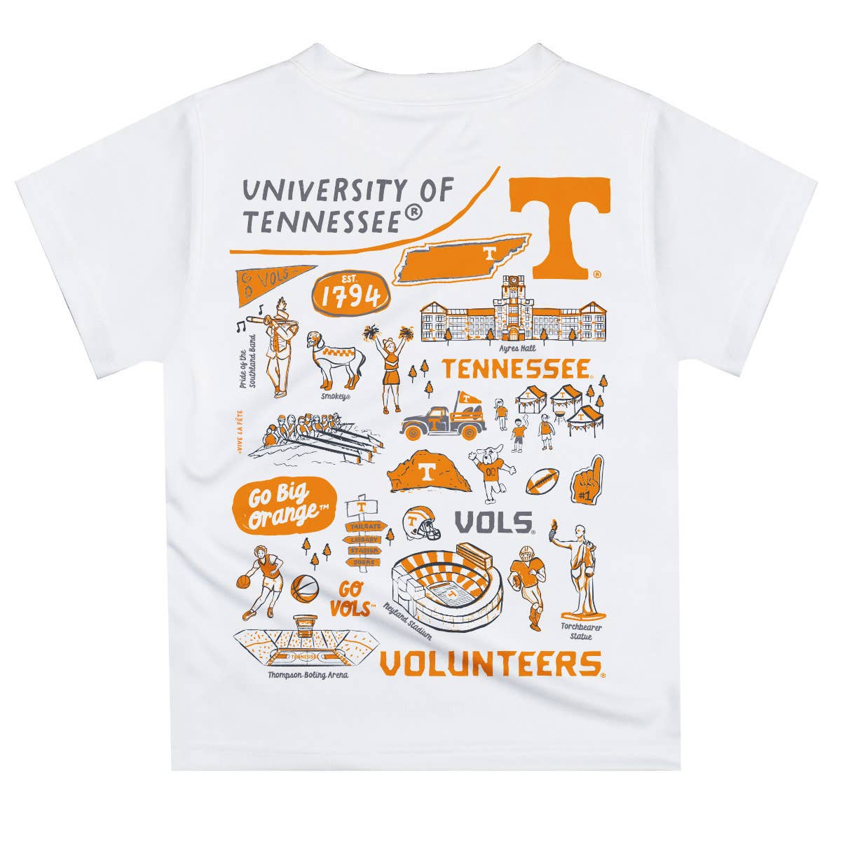Vive La Fete - Wholesale Screen Printed T-Shirt - Kids - Tennessee Vols Hand SketchedImpressions Boys T-Shirt2