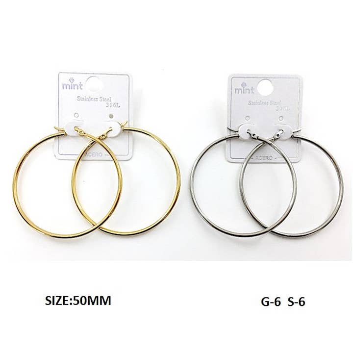 Atlas Fashion - Wholesale Hoop Earrings - 50MM Stainless Steel Hoops1