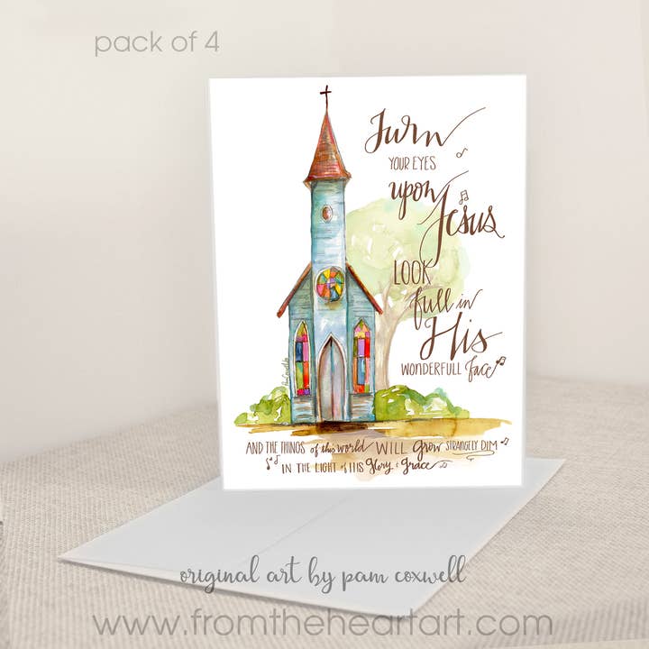 Turn Your Eyes Chapel - Notecards for wholesale by From The Heart Art