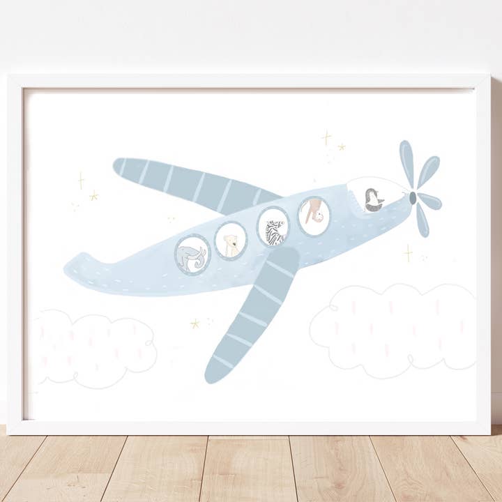 Dreamy safari Airways pastel gold foil print for wholesale by Nora Wright