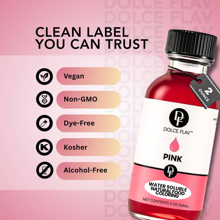 Dolce Flav - Wholesale Cocktail mix/syrup - Natural Pink Food Color - Water Soluble4