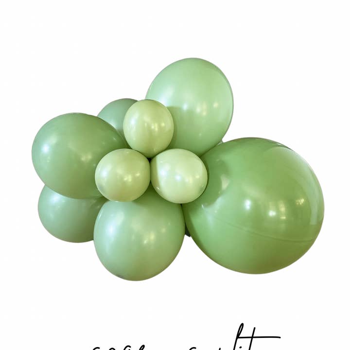 Premium Sage Green Latex Balloon Cluster (5", 11” and 17”) for wholesale by Ellie's Party Supply