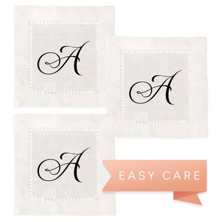 Jolitee - Wholesale Dinner & Cloth Napkin - Hemstitch Napkins - Monogram Script1