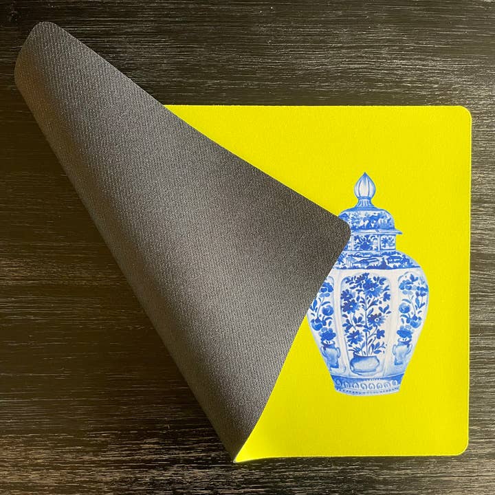 Aliza Darik - Wholesale Pet Food Mat - Dog - Pet Placemat, Ginger Jars Row, Blue, White, Yellow2
