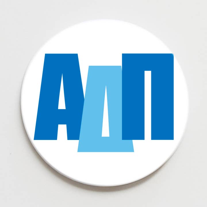 Alpha Delta Pi Block Letter Button- 2.25 inch for wholesale by Good Vibez Collegiate