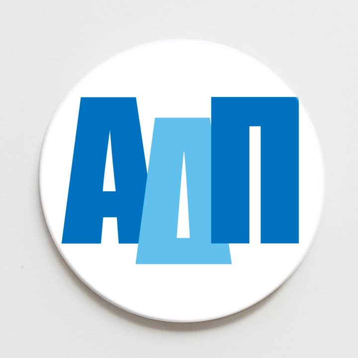 Alpha Delta Pi Block Letter Button- 2.25 inch for wholesale by Good Vibez Collegiate