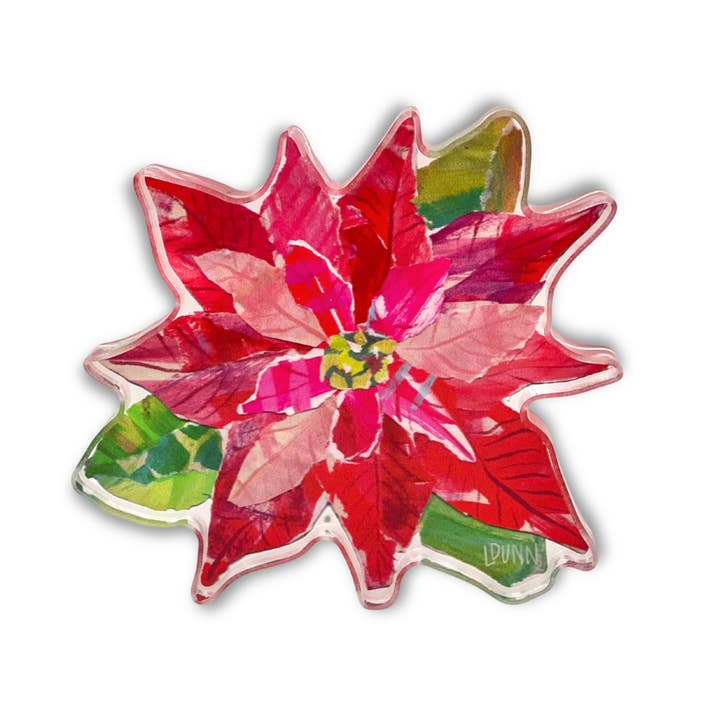 Lauren Dunn - Wholesale Decorative Tabletop Object - Poinsettia Acrylic Bloom Block