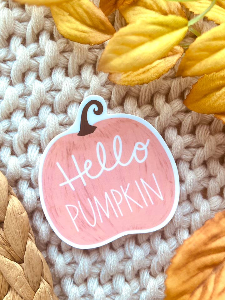 Hello Pumpkin Sticker for wholesale by Makerie Day