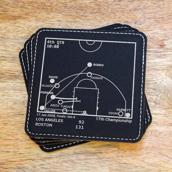 Playbook Products - Wholesale Coasters - Greatest Celtics Plays: Leatherette Coasters (Set of 4)1