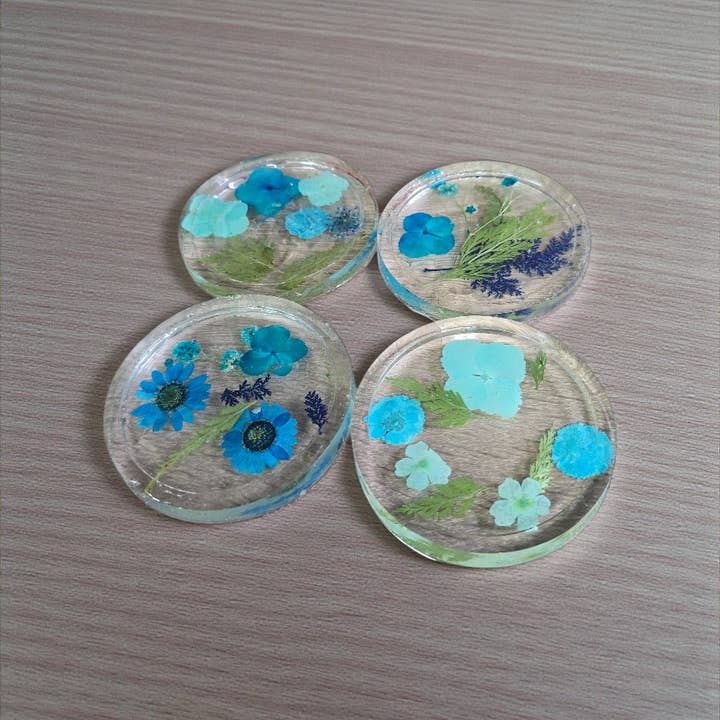 Ciao Bella Jewelry Inc – wholesale Underlägg – Pressade blomunderlägg med riktiga blommor, set om fyra7