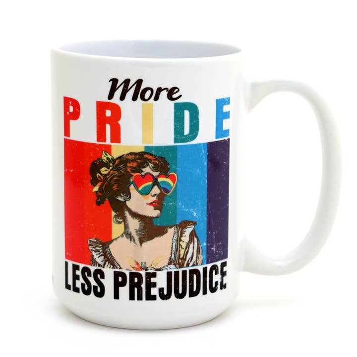 Lenny Mud - Wholesale Coffee Mug - More Pride Less Prejudice Mug, LGBTQ support, 15 oz.
