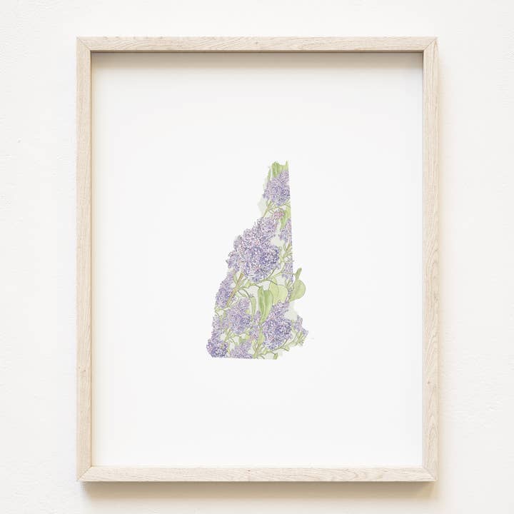 New Hampshire State Flower Map - ART PRINT for wholesale by Turn-of-the-Centuries